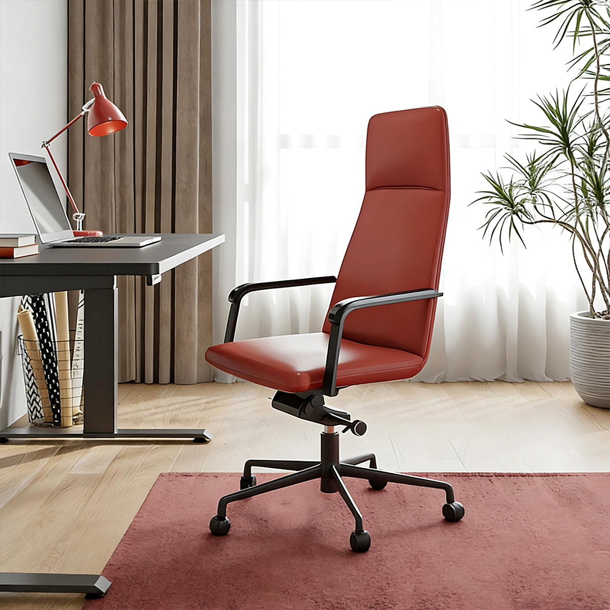 Reclining Office Chair with Lumbar Support for Home Office and Workspaces