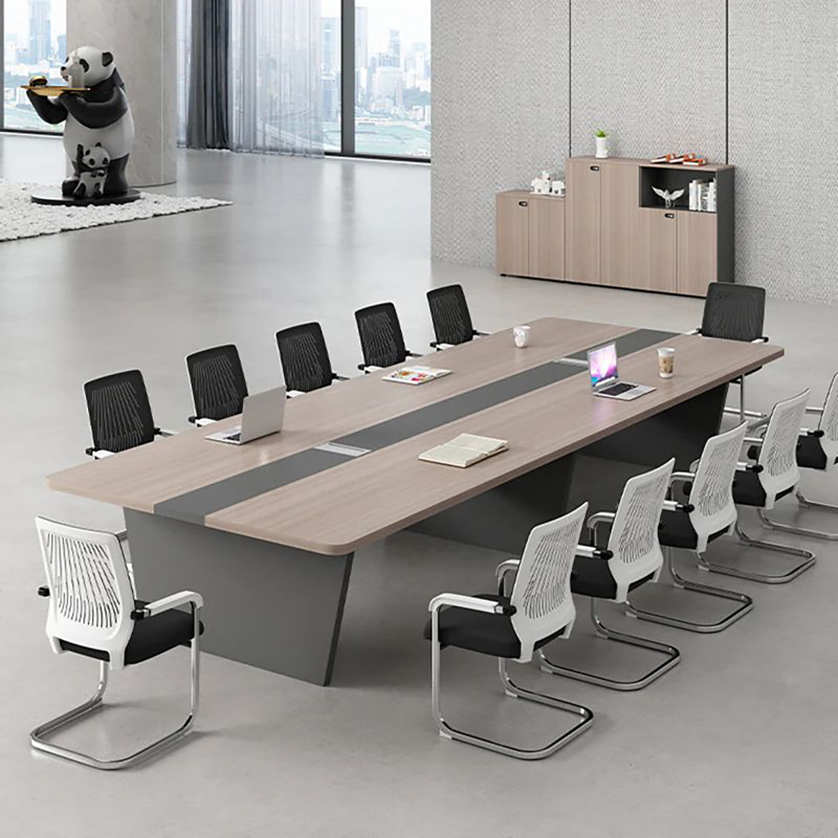 Conference Table 94–157 in Wide (8–13 ft) for 6–12 People with Cable Management（Stock Items）