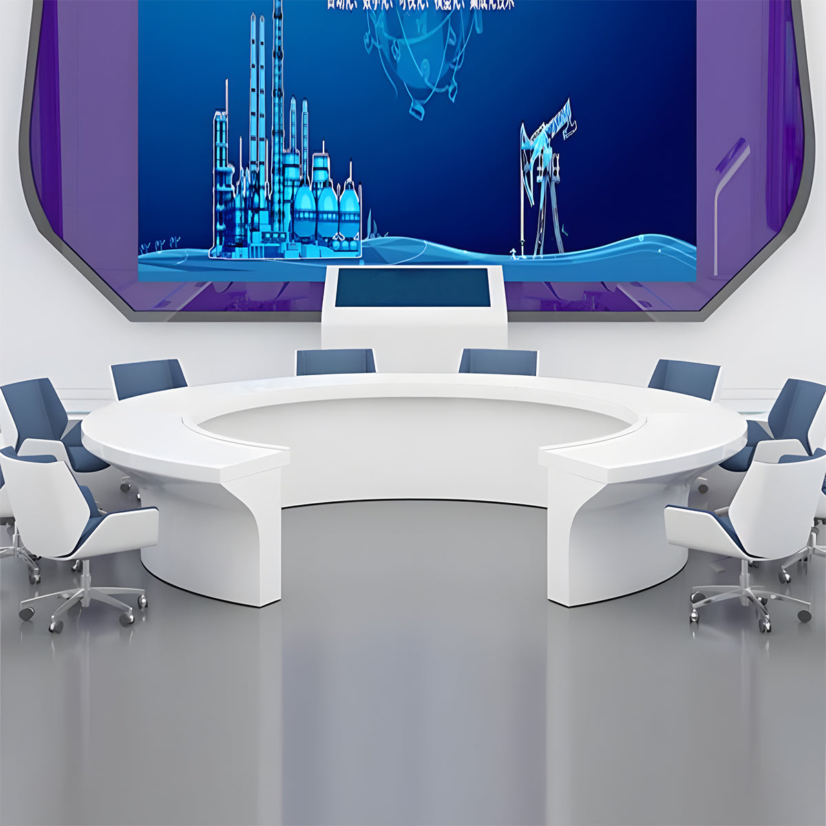 Stable Conference Table with Arc Edge & Integrated Cable Ports