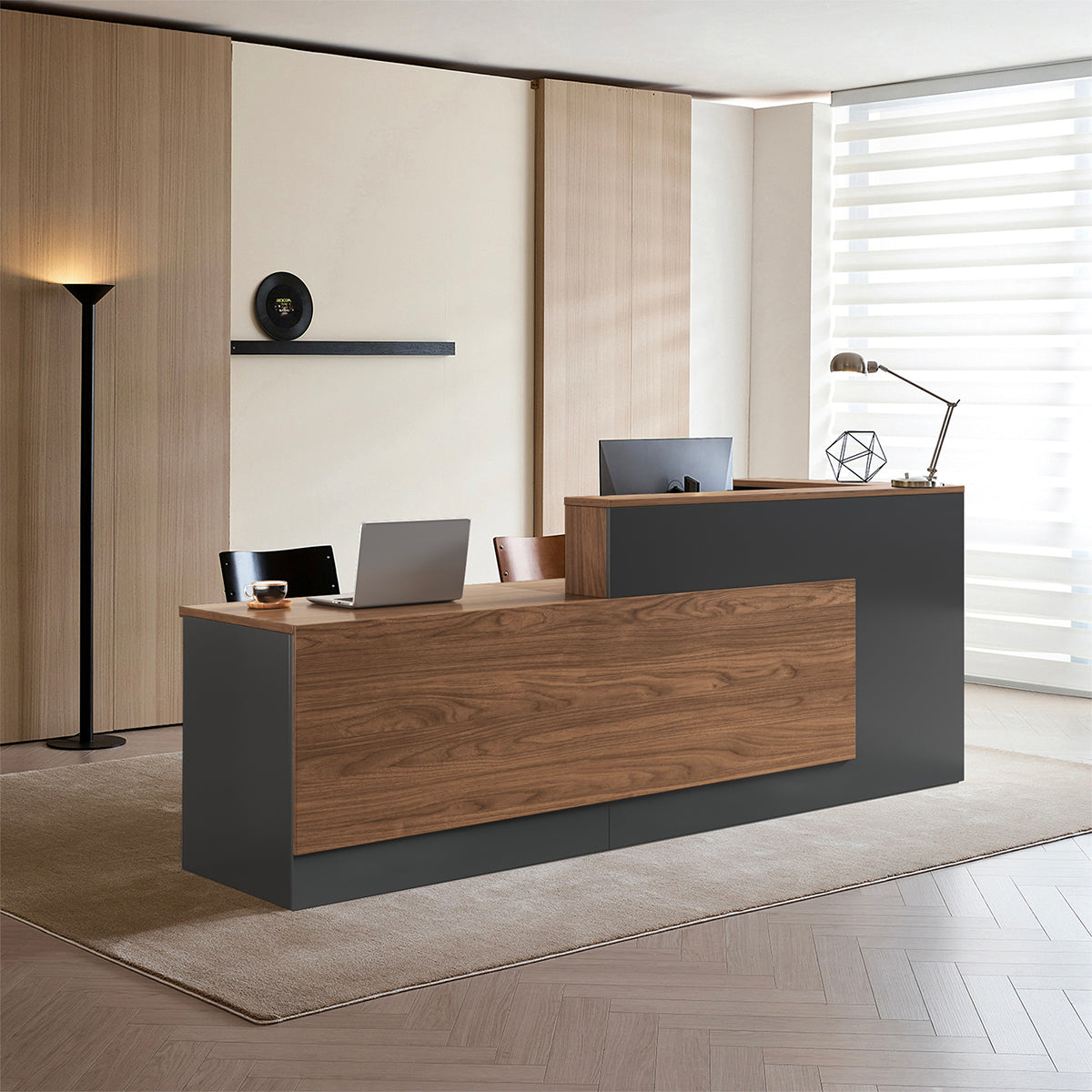 Reception Desk, angled product view, for reception area or front office, commercial reception furniture