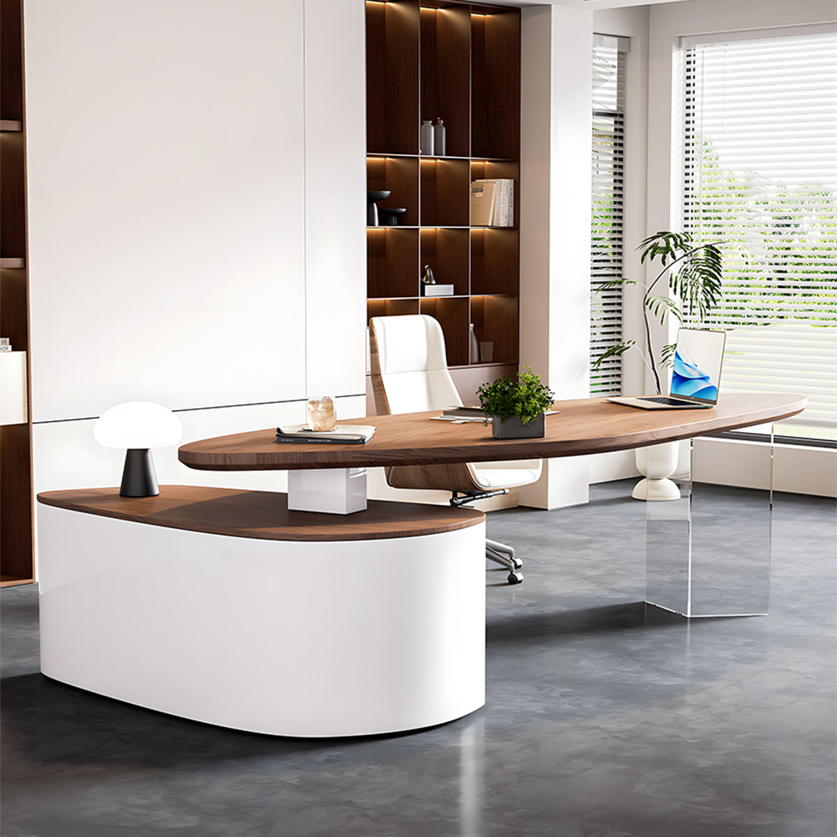 Modern Executive Desk with Acrylic Legs for Manager’s Office