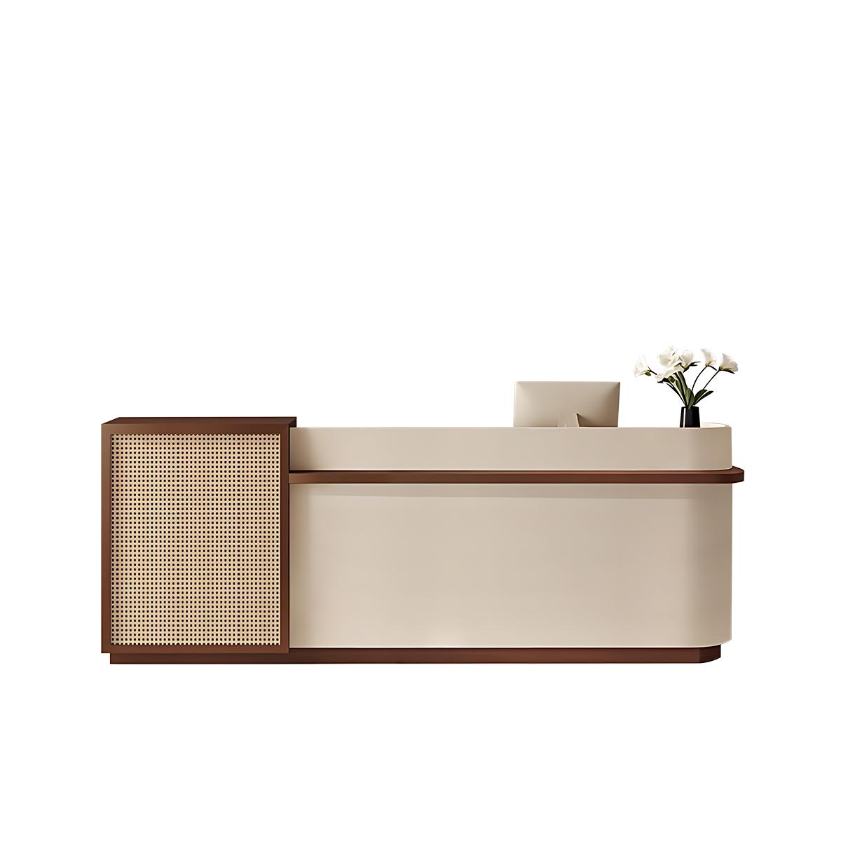 Natural Rattan Reception Desk Modern Office Furniture Storage Drawers