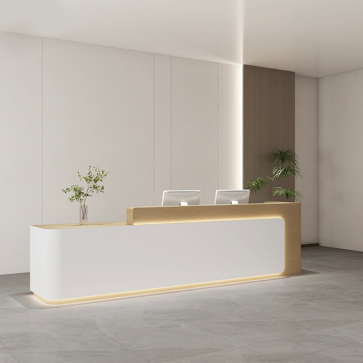 Sleek Premium Reception Desk with LED Lighting for Modern Offices