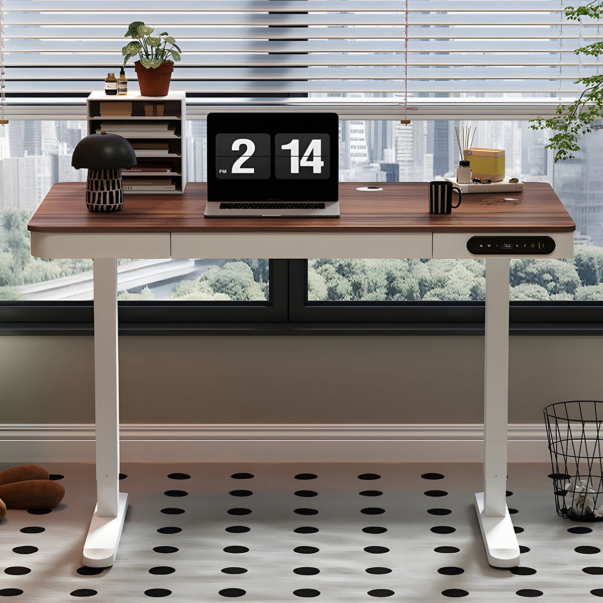 Minimalist Multifunctional Office Desk with Quiet Height Adjustment and Thick Desktop