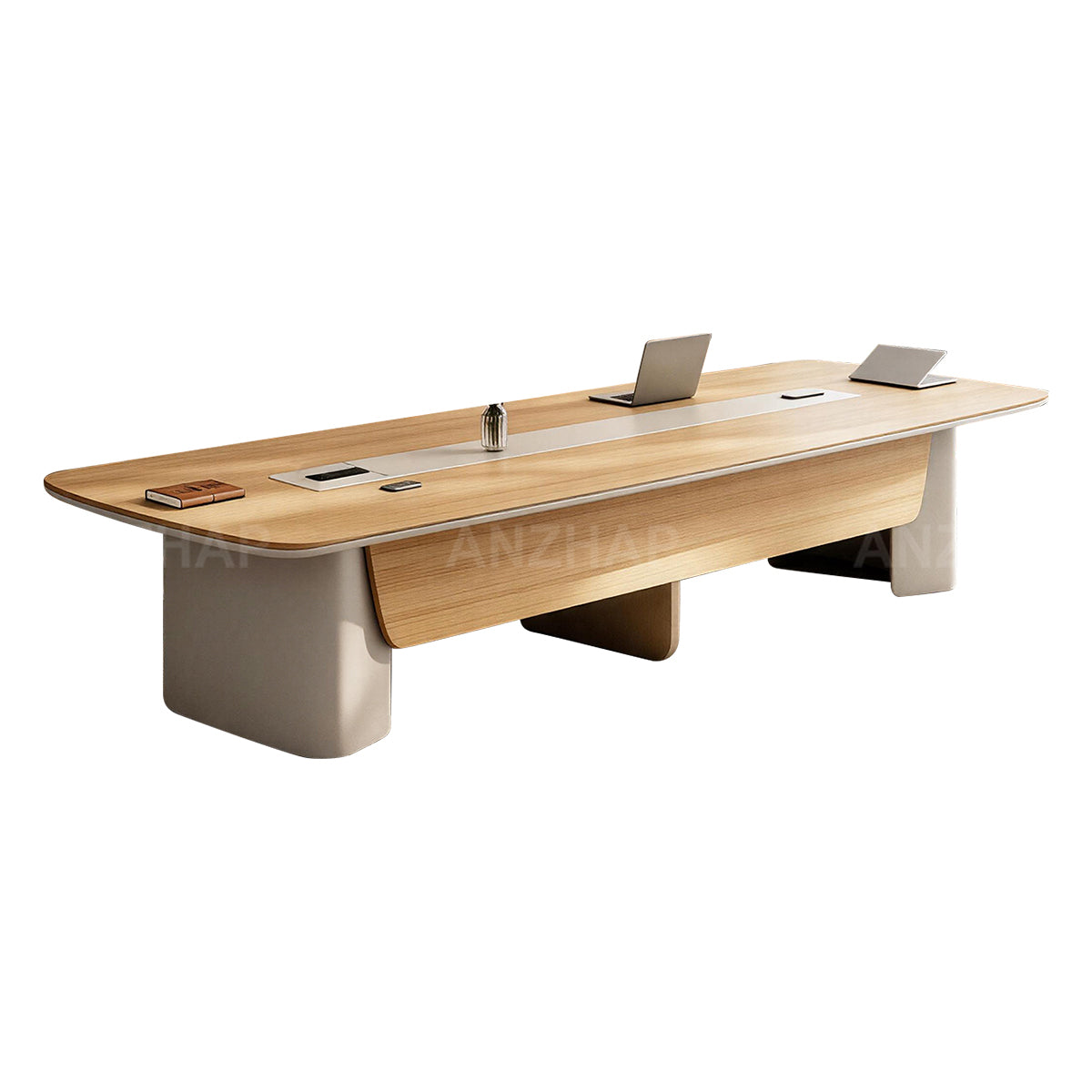 Executive Conference Table with Built-In Power Hub, Wide Desktop & Rounded Corners