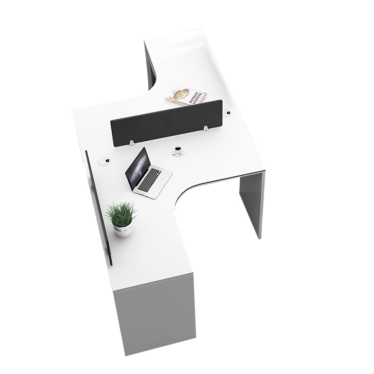 Modern Corner Shaped Employee Office Desk with Partition Panel