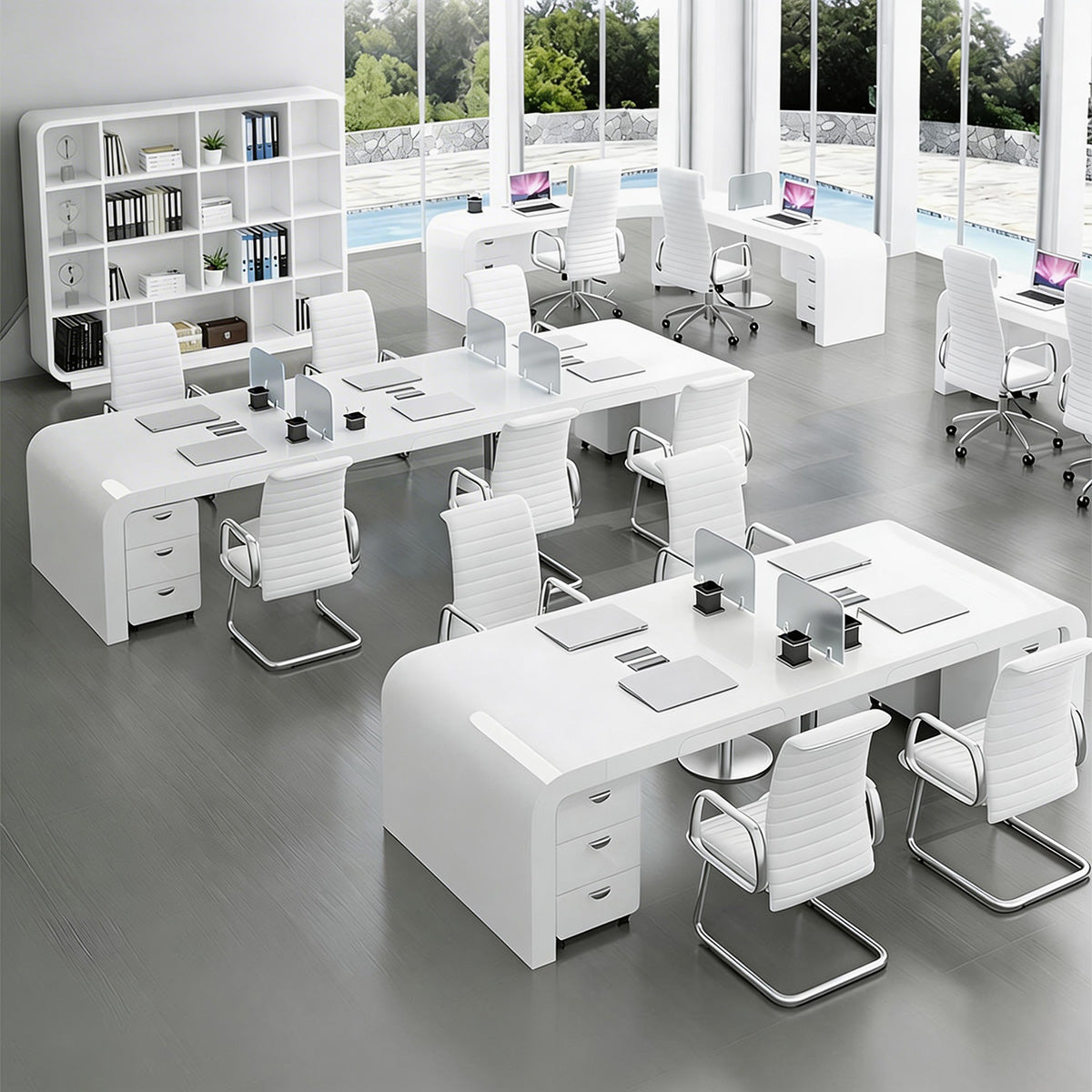 Spacious Office Desk with Thick Desktop and Mobile Drawers for Workspaces
