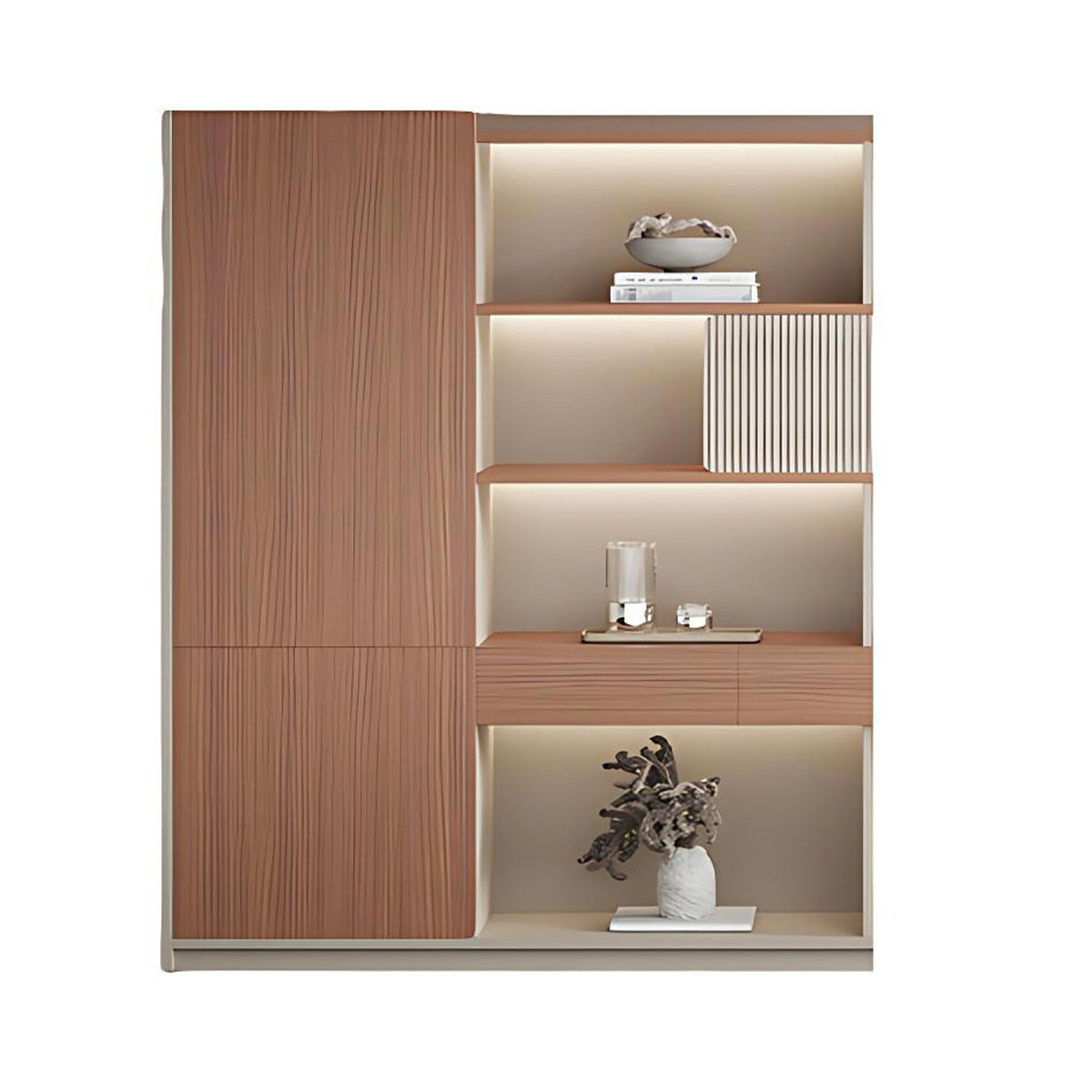 Minimalist Storage Cabinet with Open & Closed Compartments