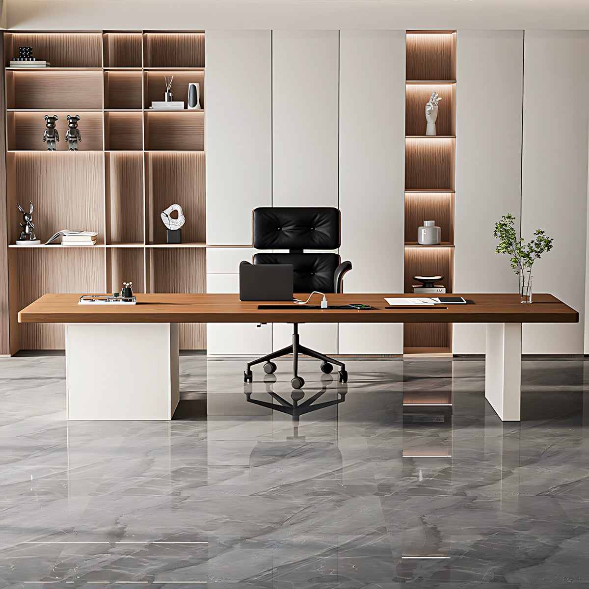 Premium Office Desk with Thick Solid Top and Efficient Storage for Workspaces