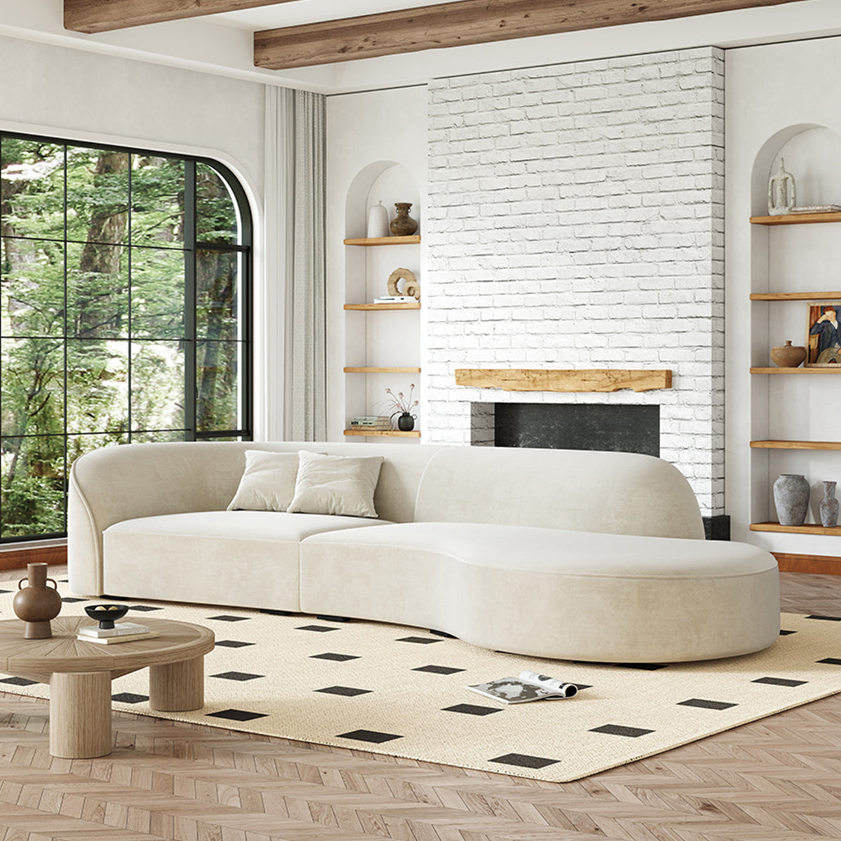 Luxury Creamy White Sofa for Living Room & Lounge（Stock Items）