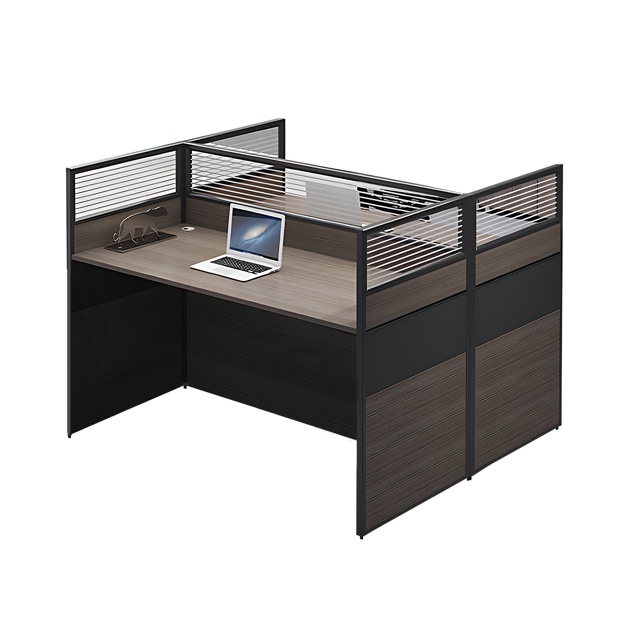 Minimalist Office Desk with Screen Partition, Four Seater