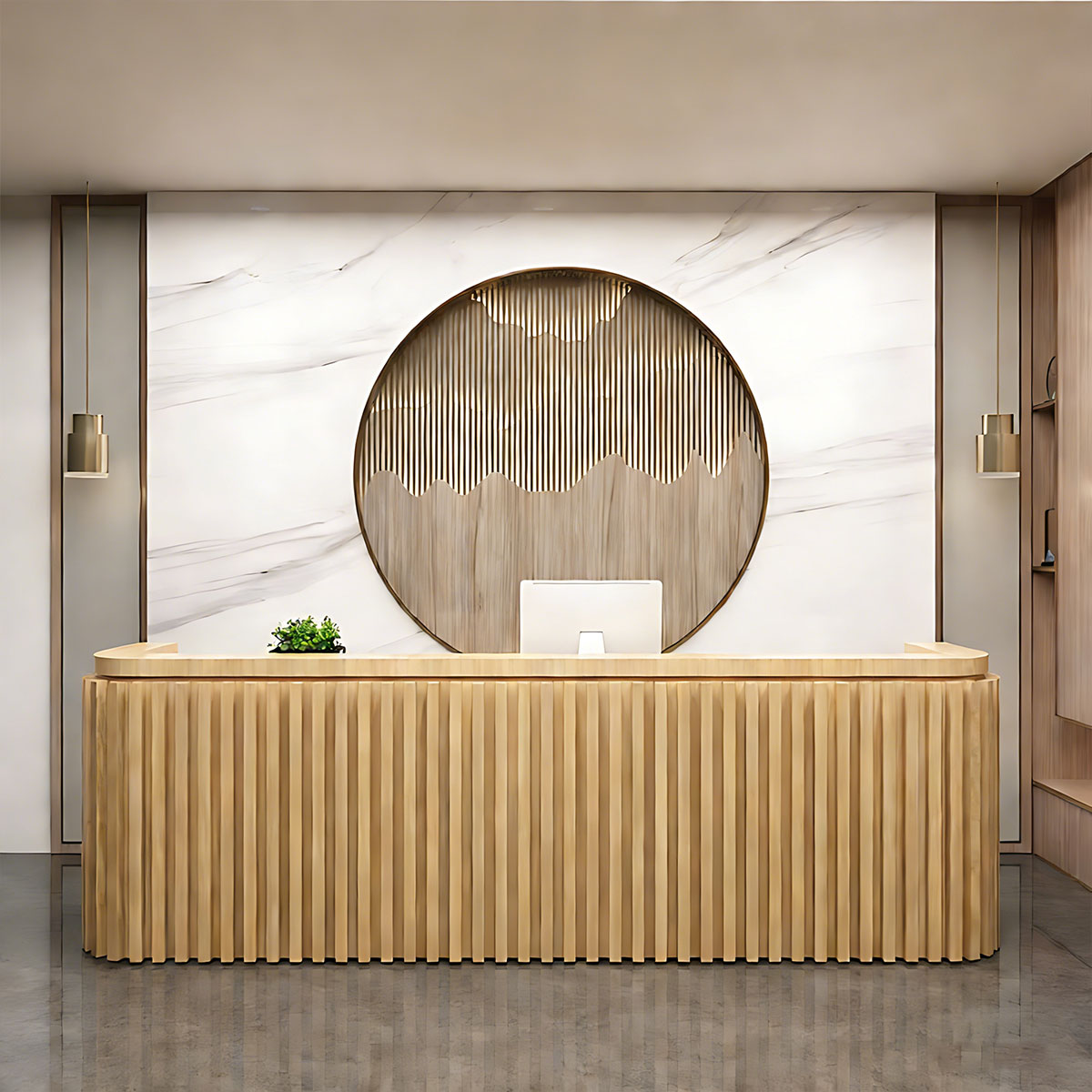 Minimalist Stylish Reception Desk with Lockable Drawer for Office