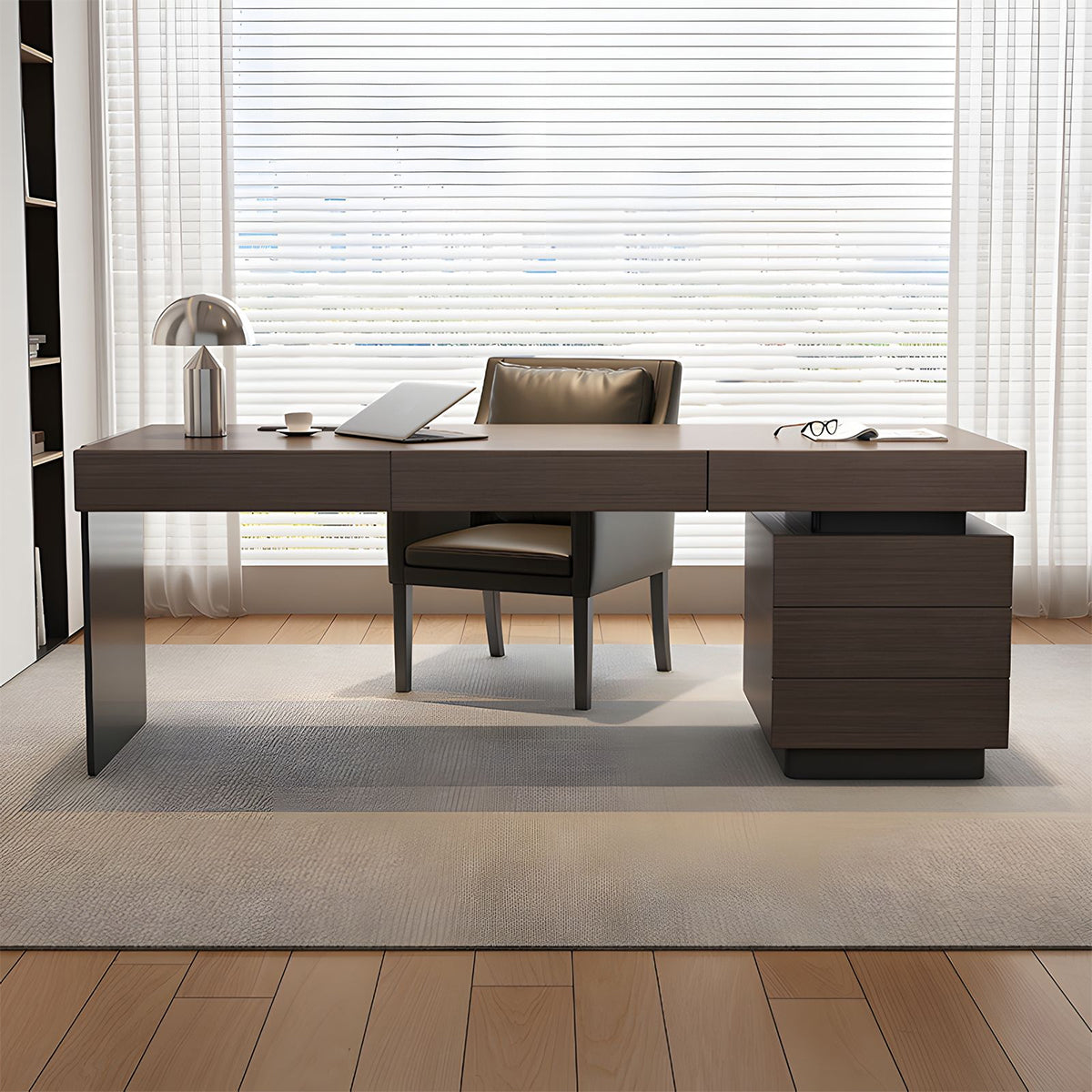 Executive Office Desk Solid Wood Italian Style with Drawers Storage