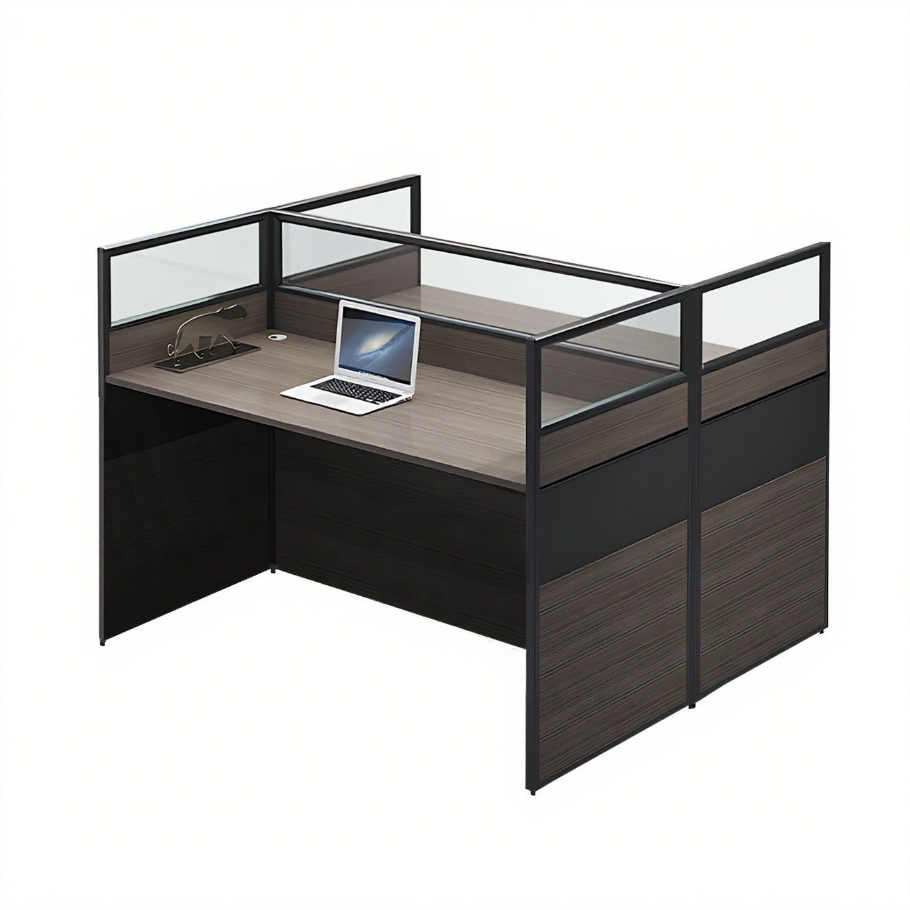 Minimalist Office Desk with Screen Partition, Four Seater