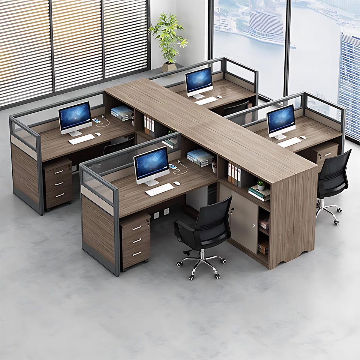 Stylish Low-Emission Office Desk with Privacy Screen for Cubicle Workspaces