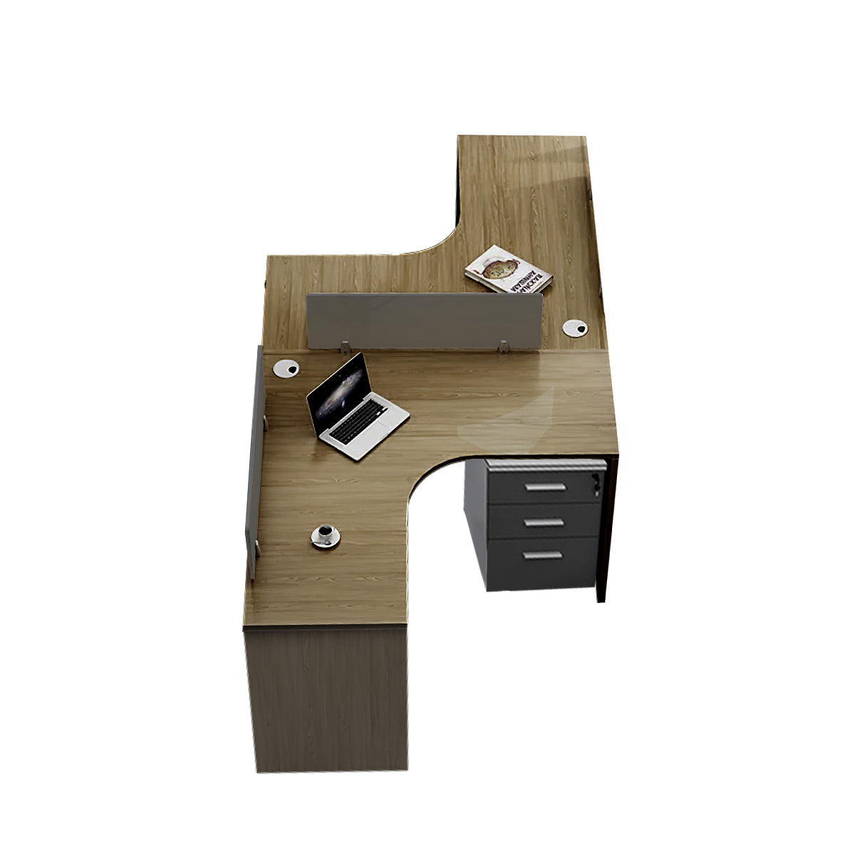 Modern Corner Shaped Employee Office Desk with Partition Panel