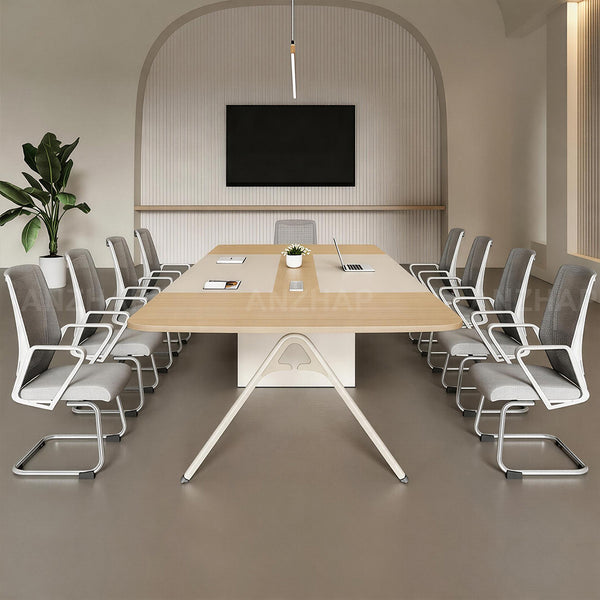 Modern Conference Table with Built-In Power Outlets and Thick Top for ...