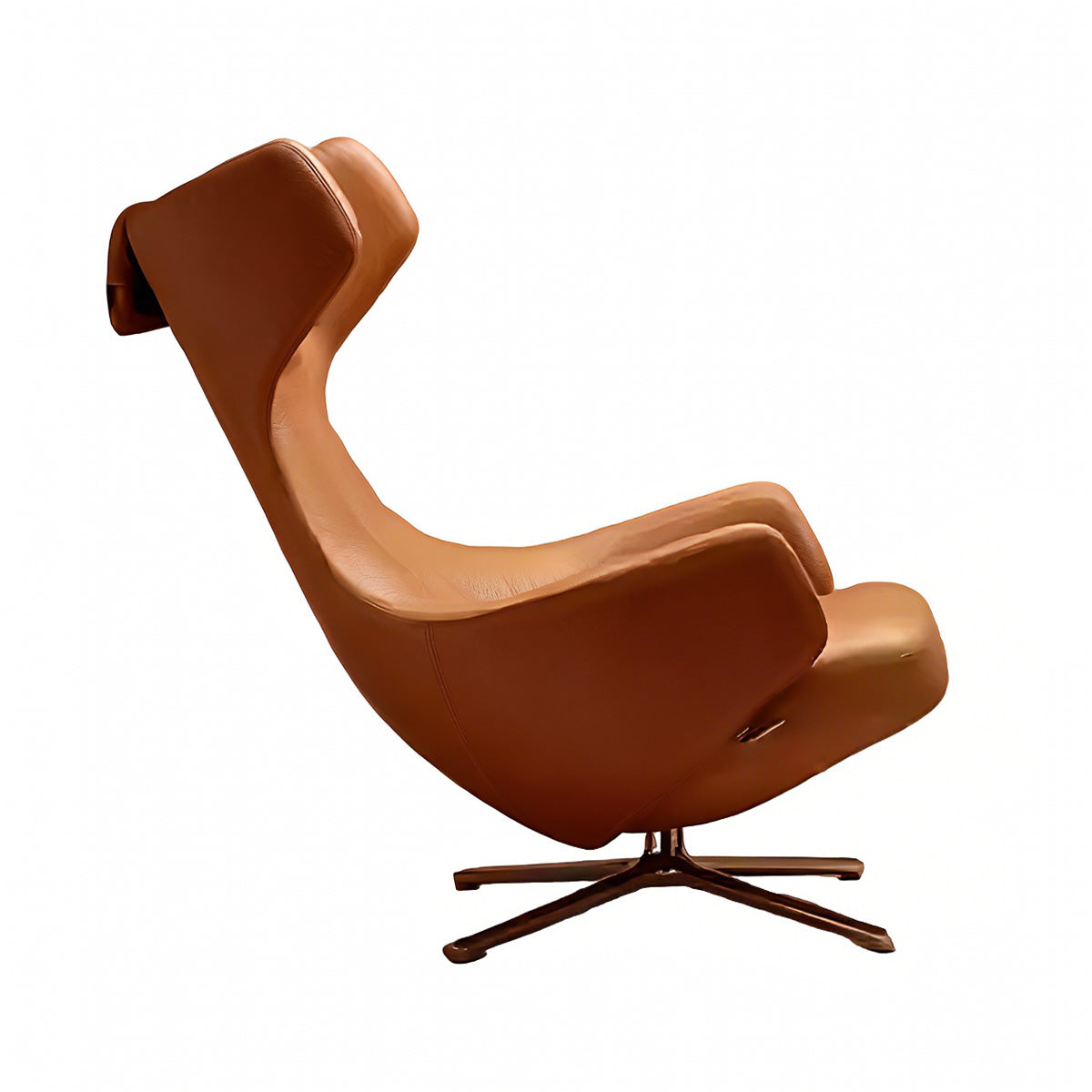 Ergonomic Luxury Lounge Chair with Stainless Steel Base and Headrest