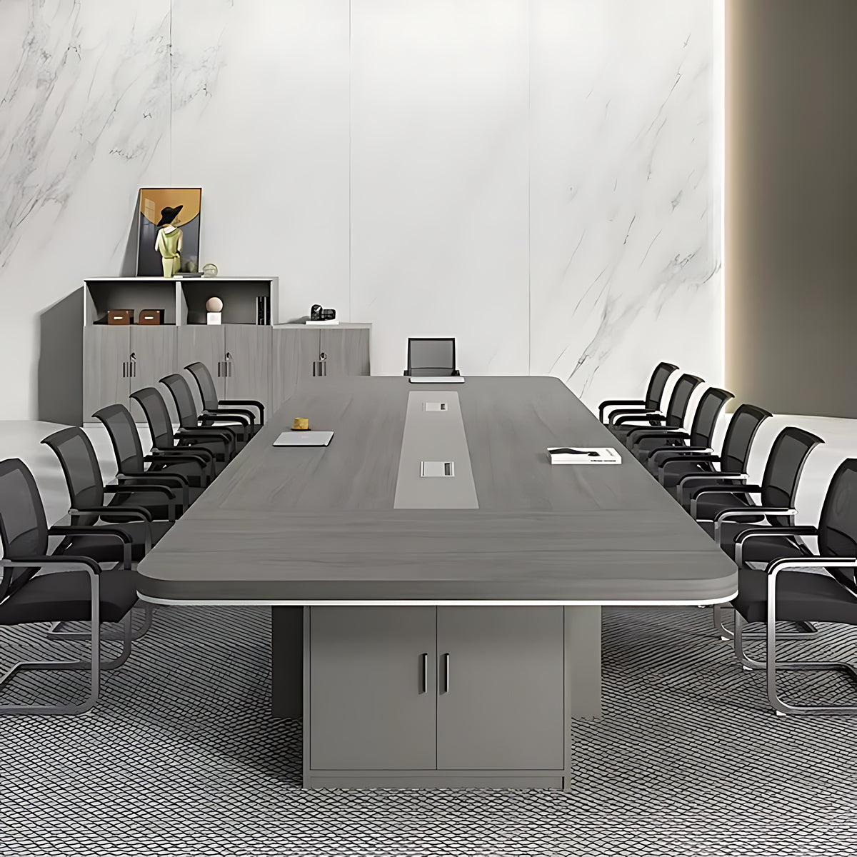 Conference Table 79–315 in Wide (6.5–26 ft) for 6–26 People with Solid Wood & File Drawers（Stock Items）