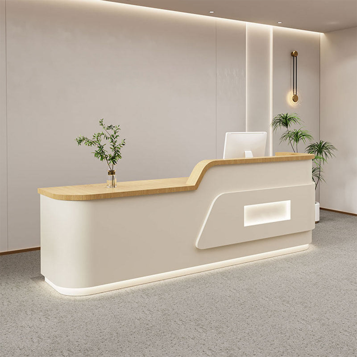 Stylish Reception Desk with LED Lighting for Modern Office Spaces