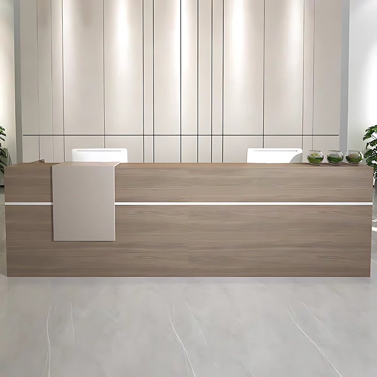 Stylish Business Reception Desk with Reinforced Desktop and Storage Compartments