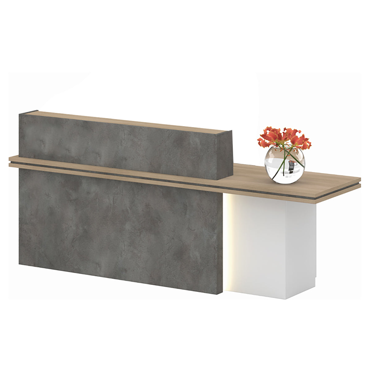 Modern Reception Desk 94 in Wide with Lockable & LED Lighting for Hotel Lobby（Sale Event）