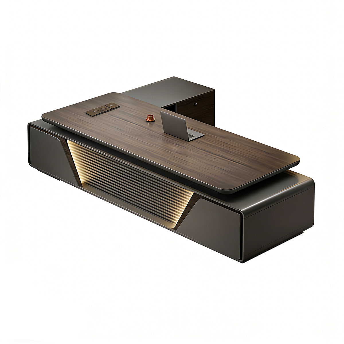 Premium Executive Desk with LED Lighting and Storage for Workspaces