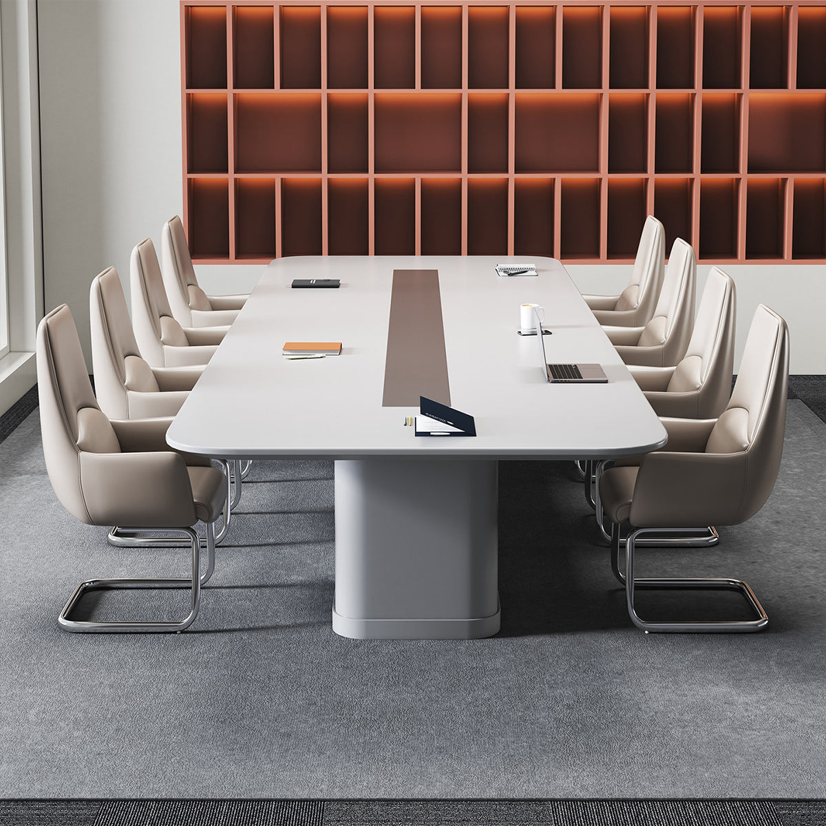 Refined Modern Conference Table with Built-In Outlets & Exquisite Design