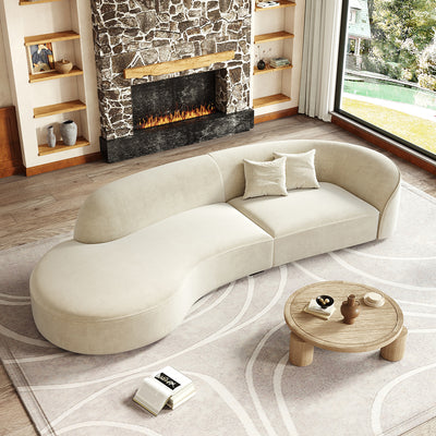 Minimalist Soft Curved Sofa with Single Armrest for Living Room（Stock Items）