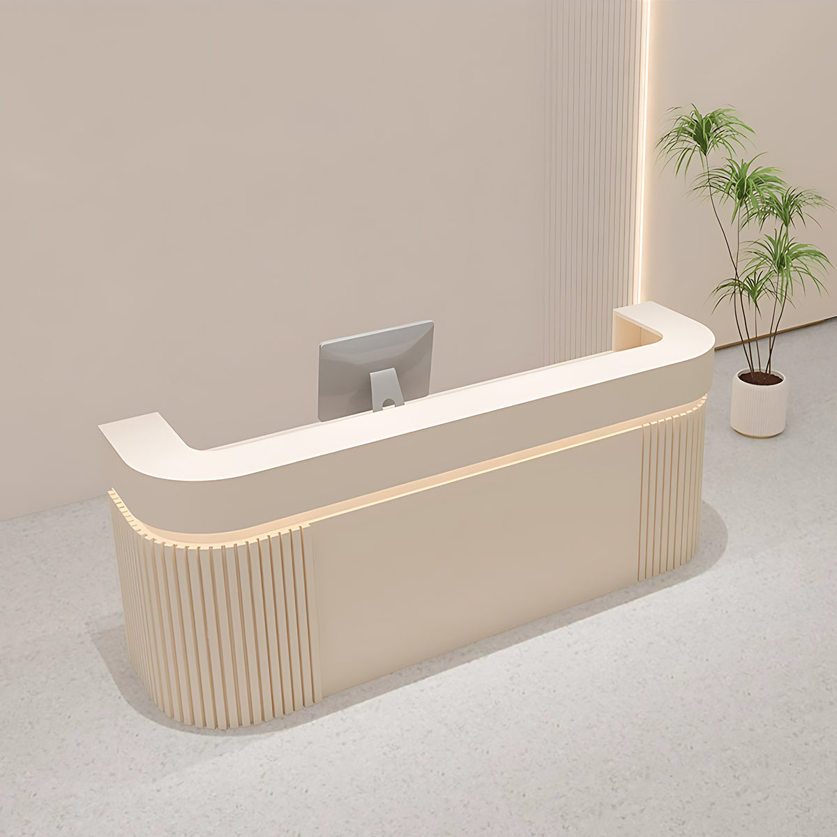 Alt Reception Modern Minimalist Reception Desk 47–157 in Wide with LED Accent Lighti ...
