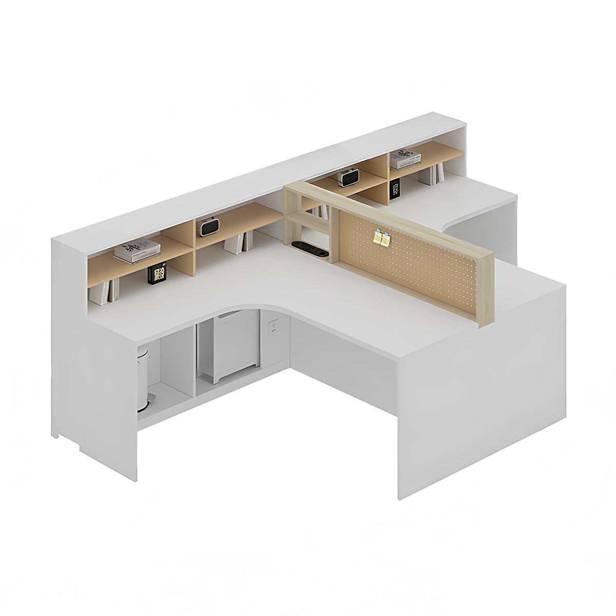 Modern Minimalist Office Desk with Built-In Outlets, Generous Storage, and Cable Management