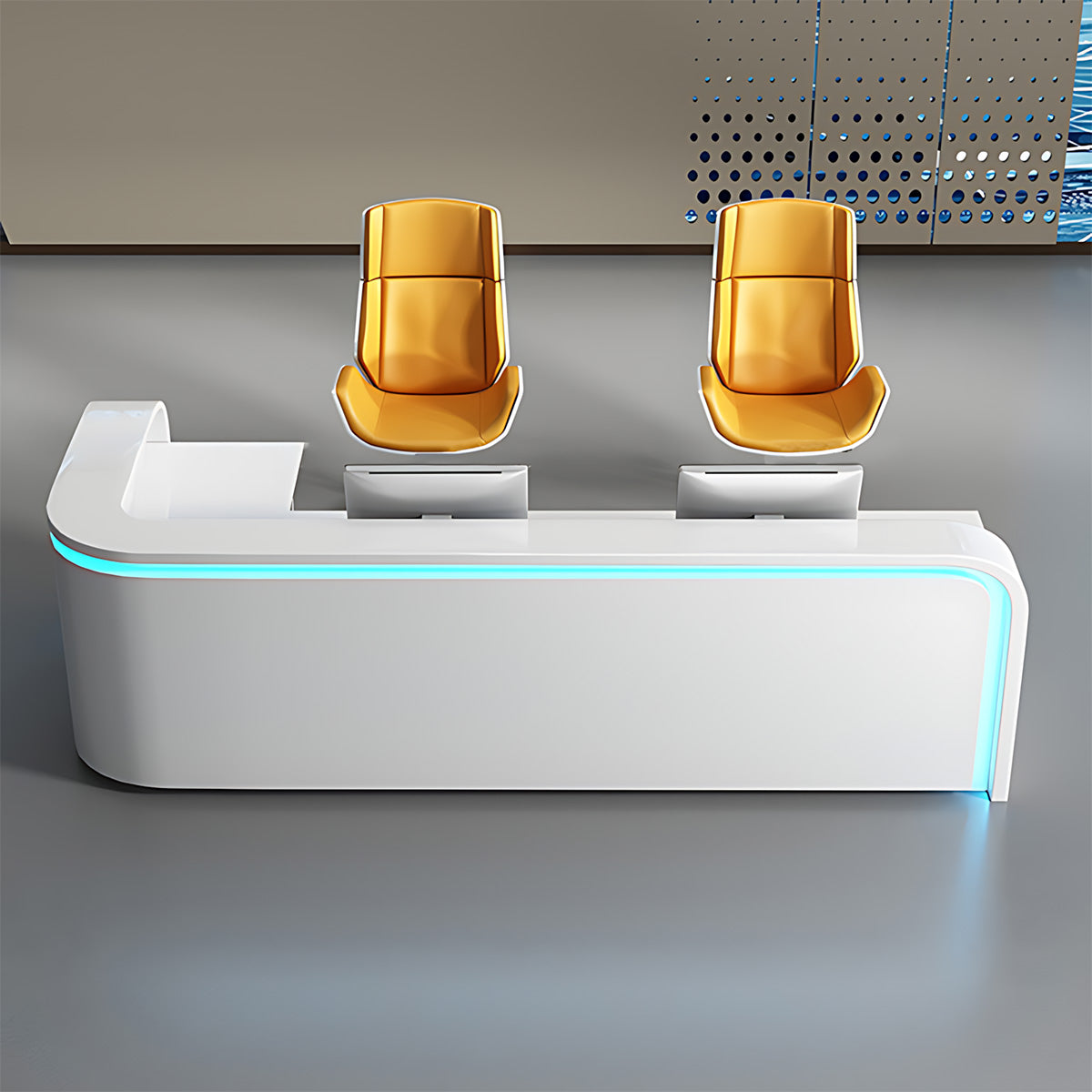 Modern Reception Desk with Pull-Out Keyboard Tray & Lockable Drawer