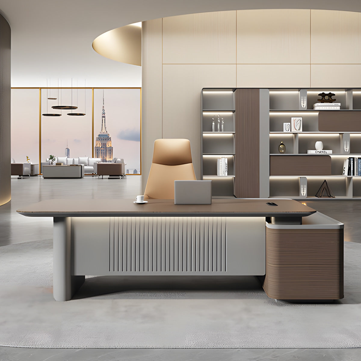 Premium Executive Desk with Cable Management & Storage for Office