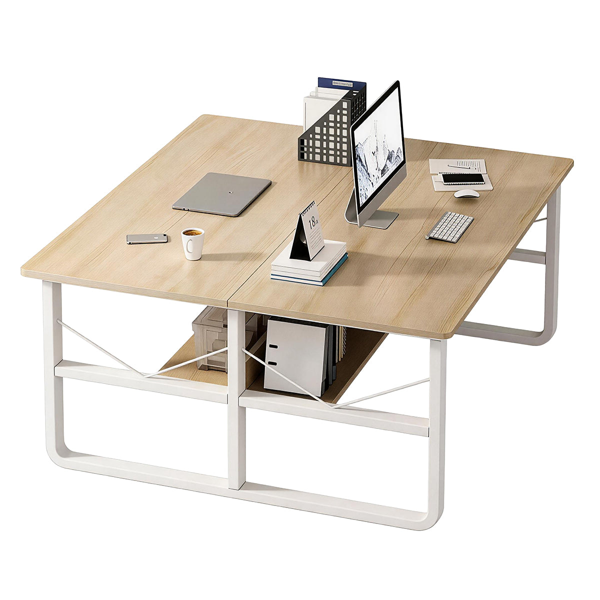 Simple  Office Desk with Partition for Staff, Freely Customizable, U Shaped Bracket