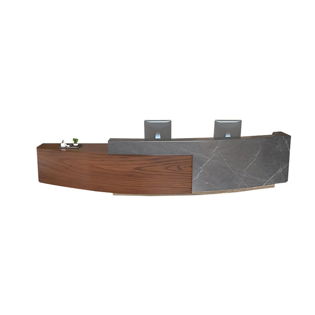 Reception Desk 47–157 in Wide with Ample Storage, Transaction Counter & Marble Top