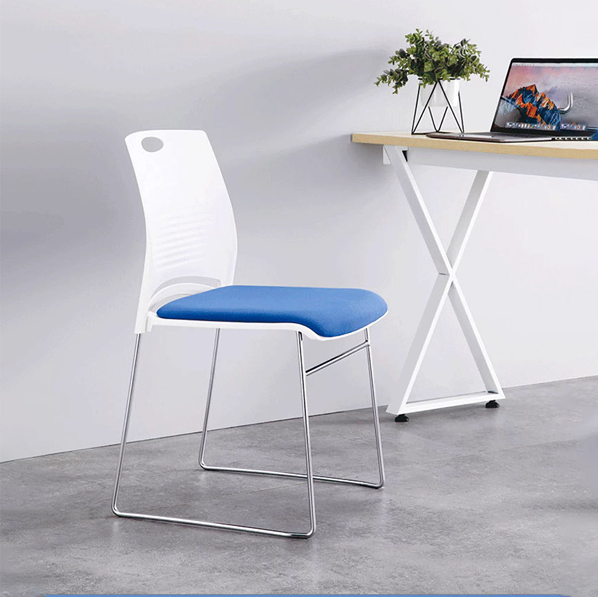 Commercial Armless Office Chair with Steel Frame & Tool-Free Assembly