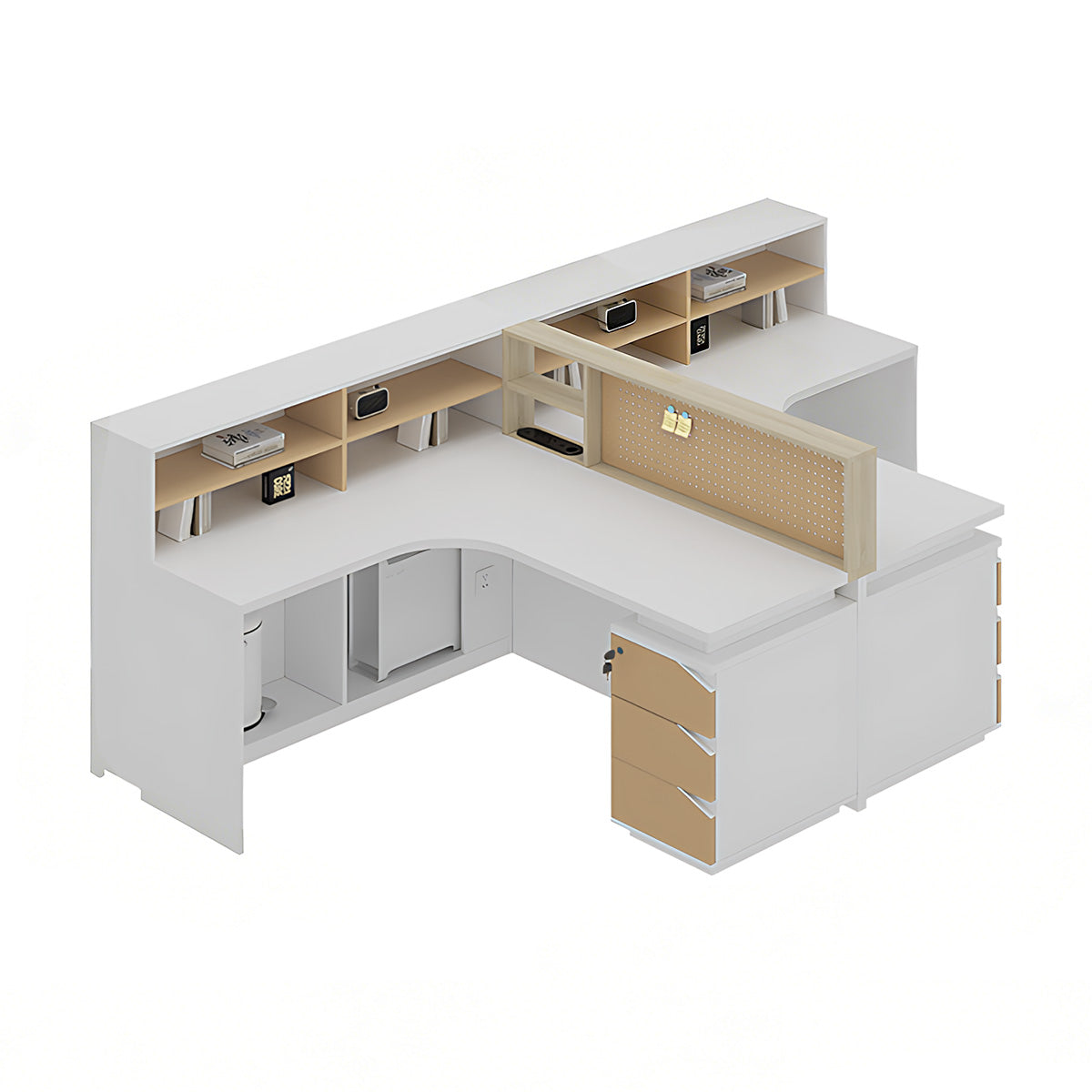 Modern Minimalist Office Desk with Built-In Outlets, Generous Storage, and Cable Management