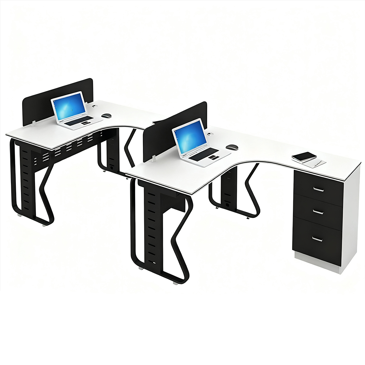 Modular Office Desk Eco-Friendly Board Steel Frame Cable Management