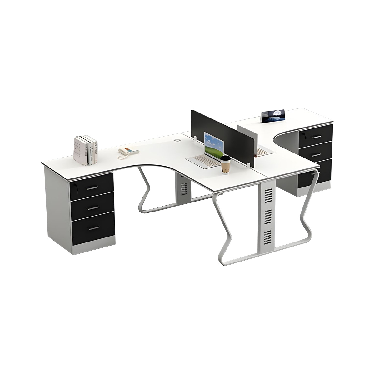 Employee Desk Minimalist Melamine Top Scratch Resistant Steel Legs