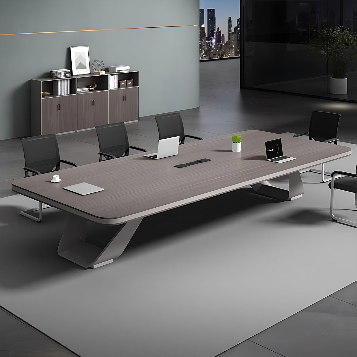High-End Heavyweight Conference Table with Reinforced Support Legs