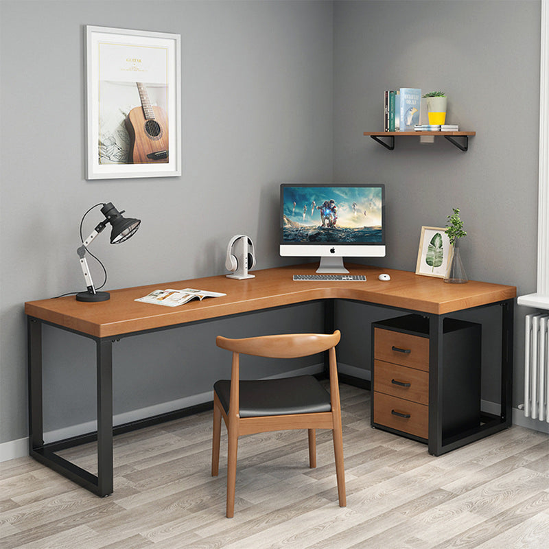 Modern L-Shaped Office Desk with Adjustable Feet and Cable Management