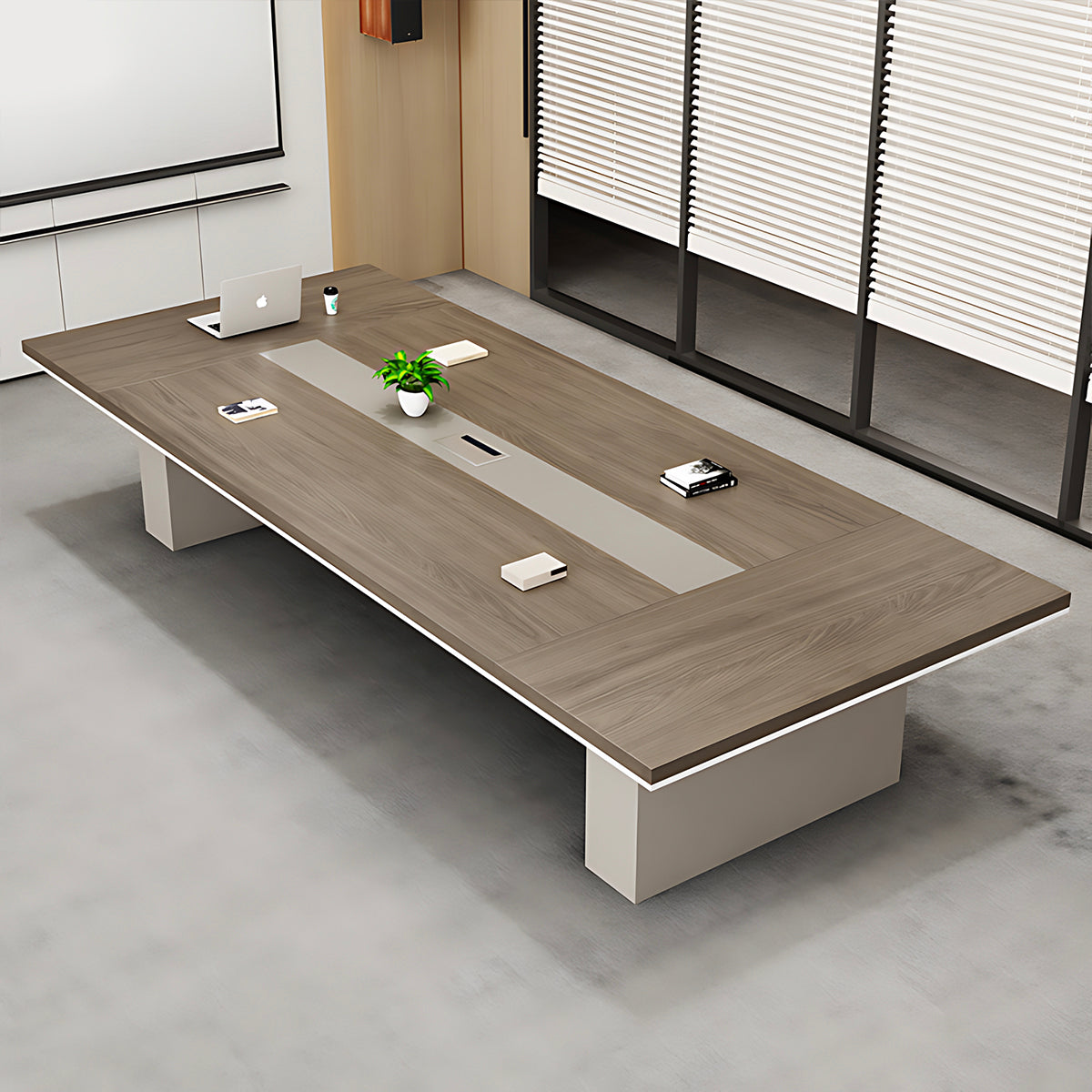 Rectangular Conference Table with Cable Management Eco Friendly Sturdy