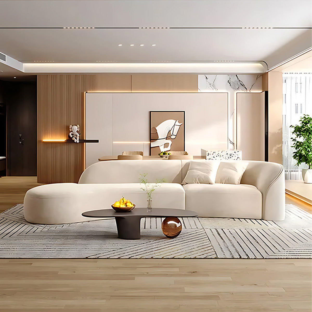 Minimalist Cream Fabric Sofa: Ideal for Small Living Spaces(West Coast)