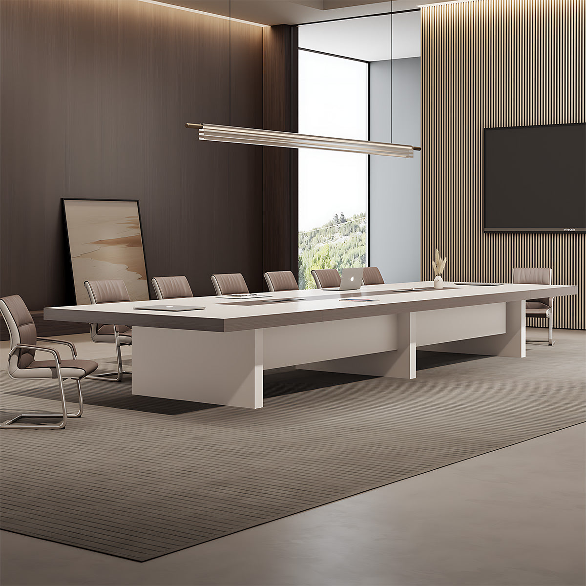 Modern Stylish Rectangular Conference Table with Power Outlets