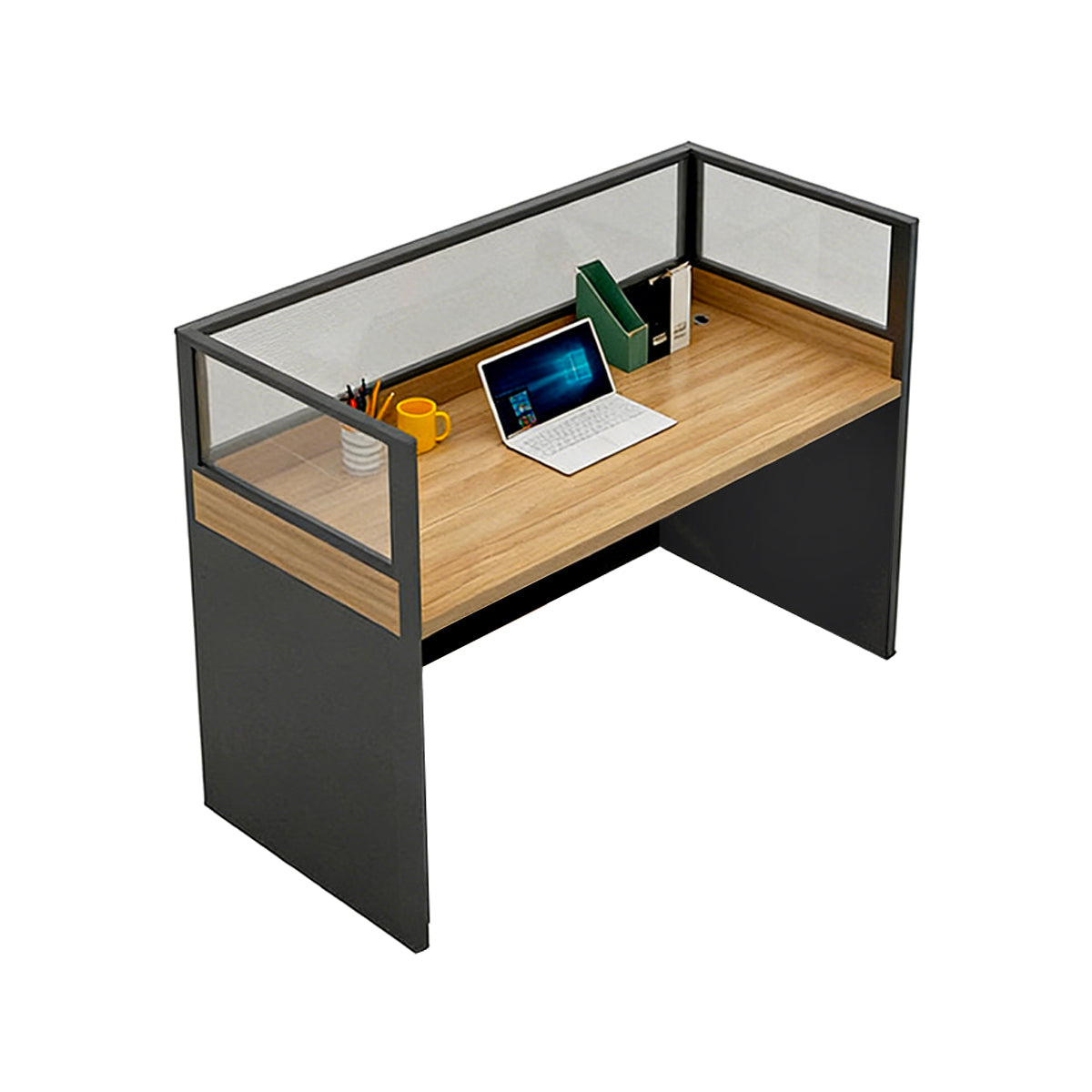 Modern Minimalist Office Desk – Two-Tone Office Workstation with Cable Management