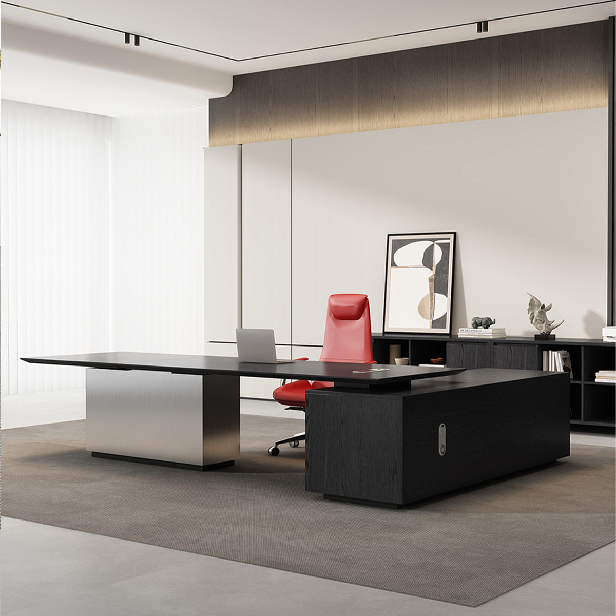 Executive Desk, angled product view, for executive office workspace, modern executive office furniture
