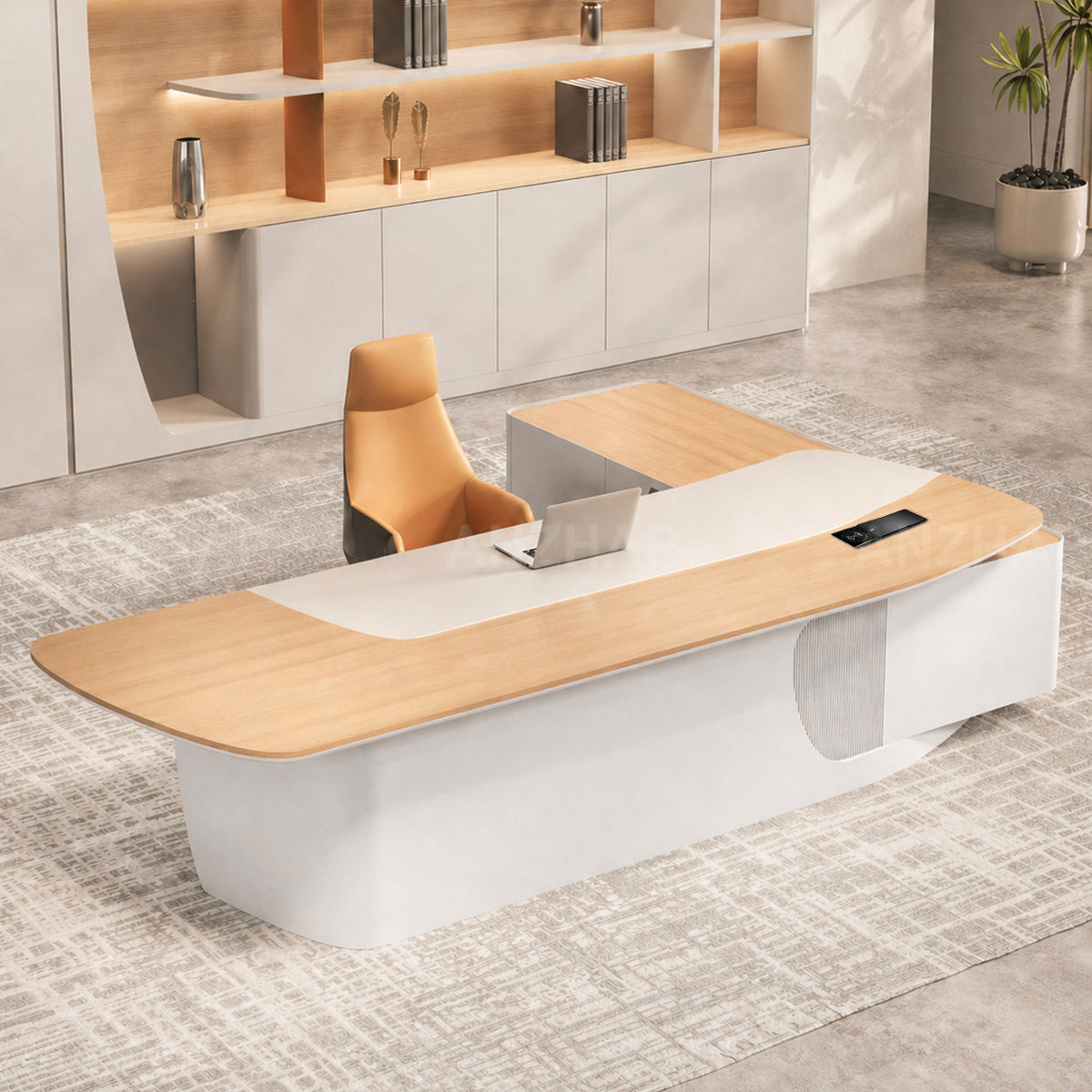 Executive Desk, angled product view, for executive office workspace, modern executive office furniture