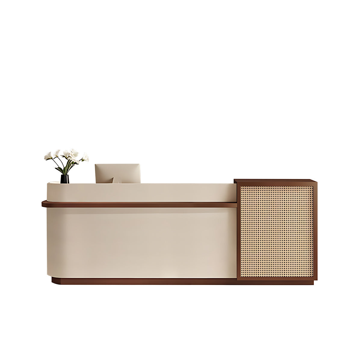 Natural Rattan Reception Desk Modern Office Furniture Storage Drawers