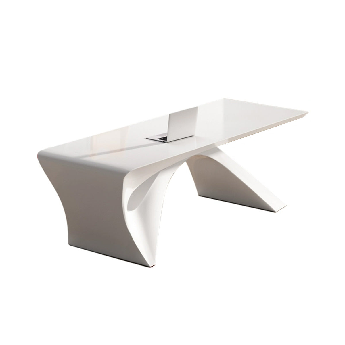 Minimalist Luxury High-End White Executive Desk with Unique Design