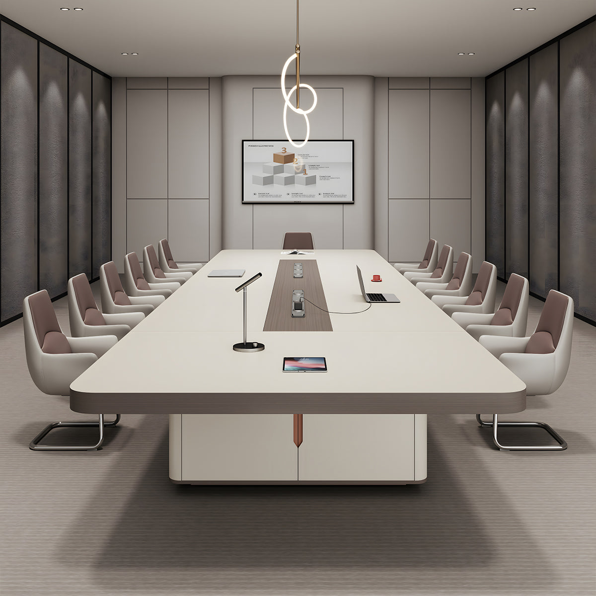 Spacious Conference Table for Meetings with Reinforced Desktop & Storage